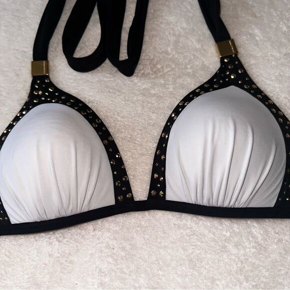VICTORIA’S SECRET Gold embellished Very Sexy padded bikini top sz S/P - Picture 4 of 11